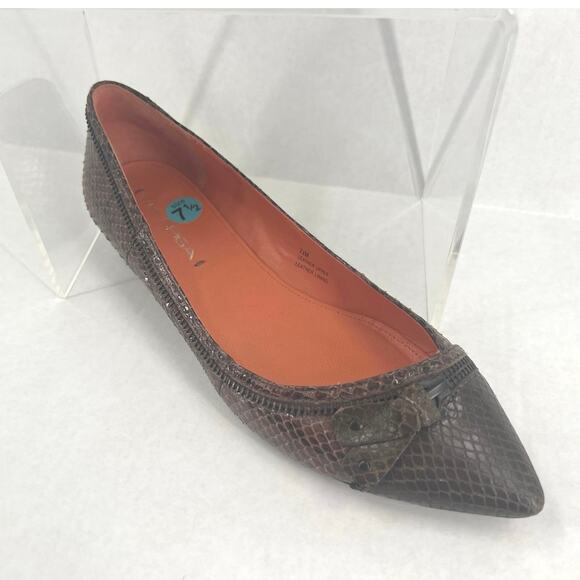 Via Spiga Dottie Brown Snakeskin Flats 7.5 - Picture 3 of 6